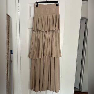 Free People Ruffle Knit Maxi Skirt in Cream
